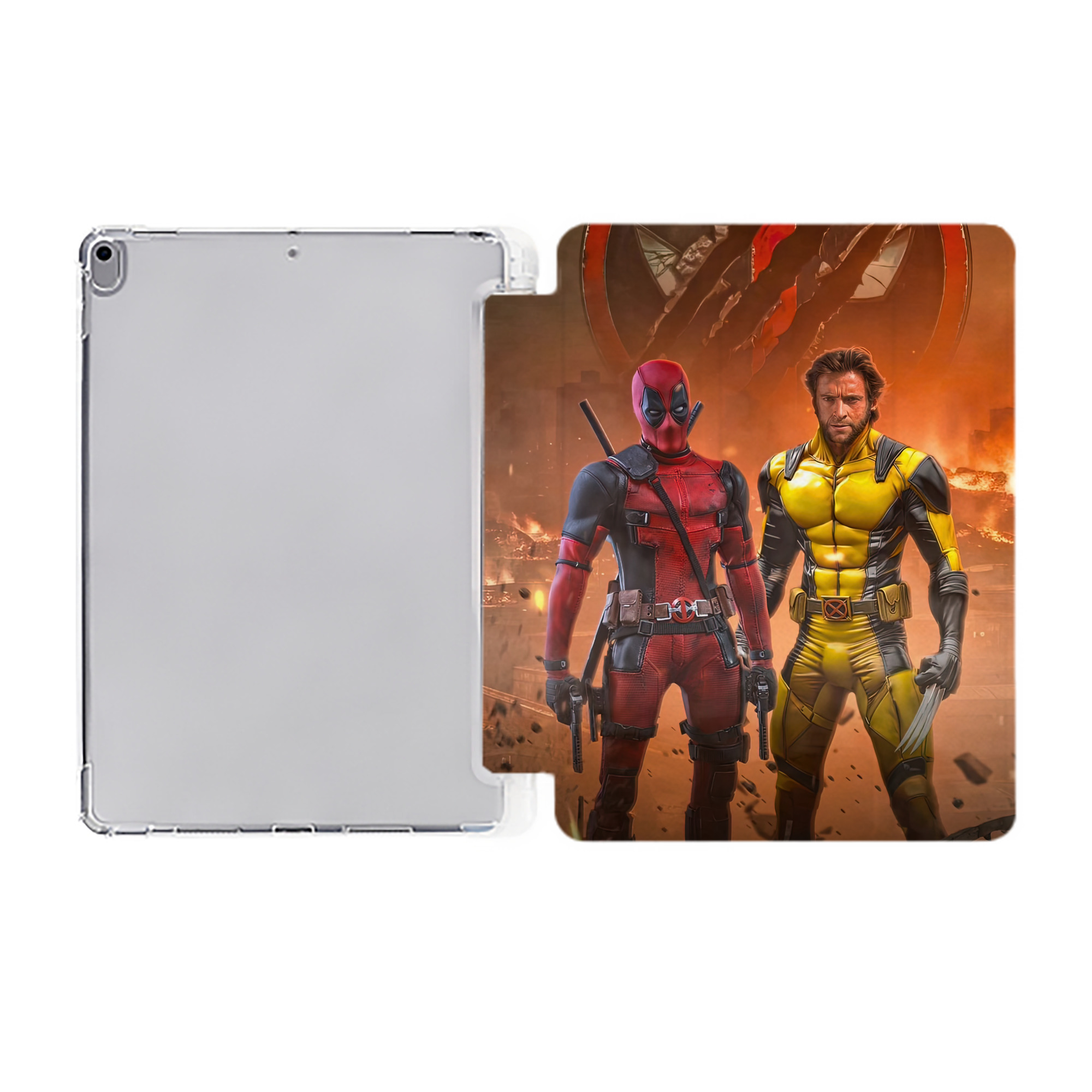 （画像用） Deadpool デッドプール IPad ケース ペン収納付き 三つ折りスタンド PUレザー×シリコン 対応機種9.5/10.5/10.9インチ